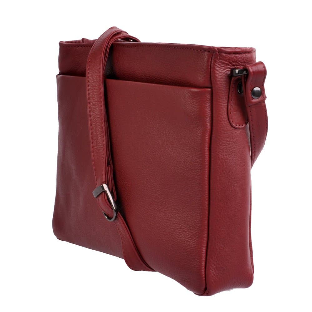 Kožená kabelka přes rameno New Bags LB-206 tmavě červená - náhled 2