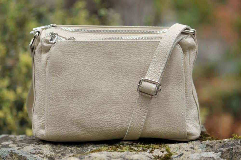 MaxFly kožená crossbody kabelka 5542 béžová - náhled 2