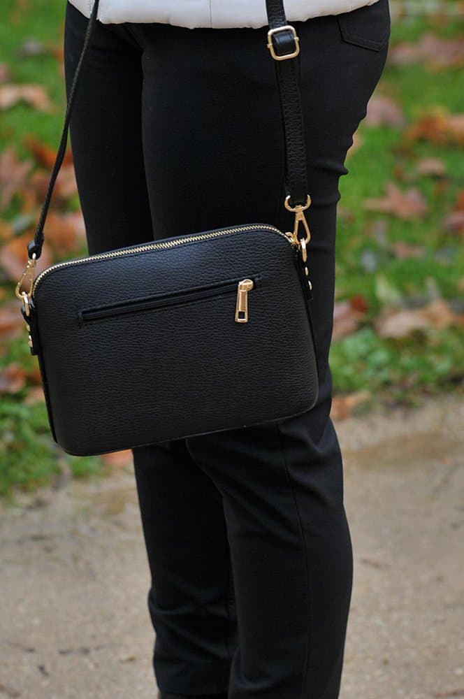MaxFly dámská kožená kabelka crossbody 5232 černá/gold - náhled 3