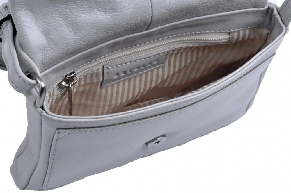 Malá kožená crossbody kabelka ET-0985 světle šedá - náhled 3
