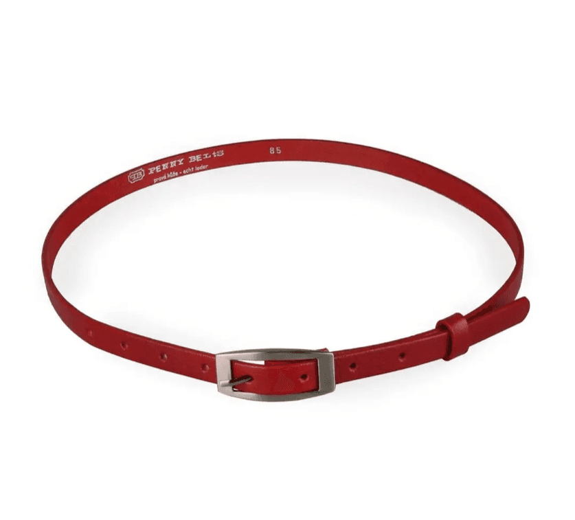 Penny Belts Dámský kožený úzký pásek červený 15-2-93 100 cm - náhled 3