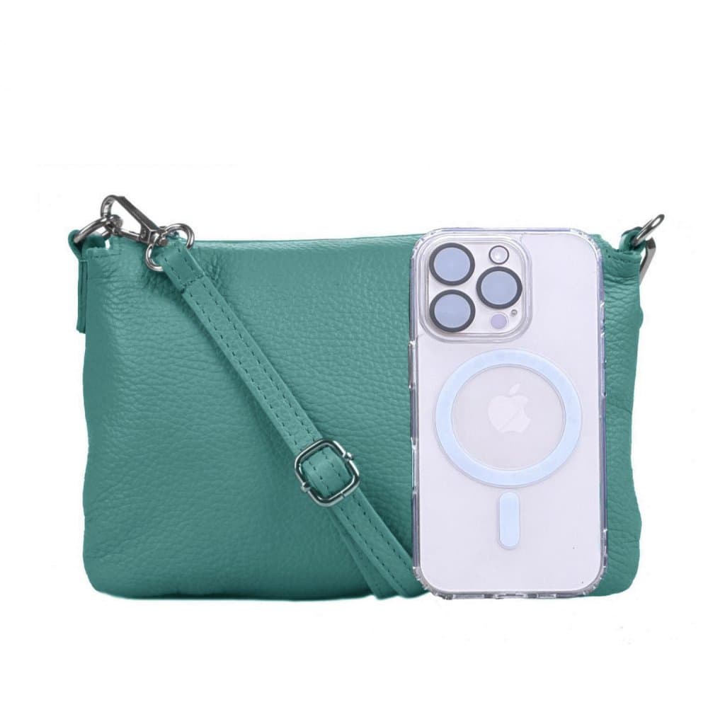 Menší kožená crossbody kabelka 5474 tyrkys - náhled 2
