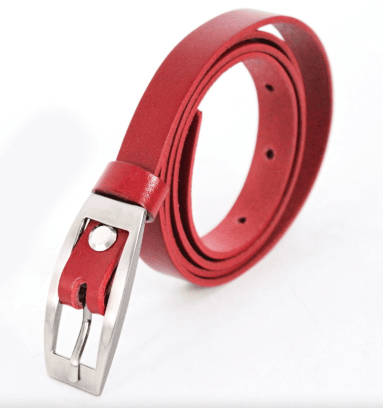 Penny Belts Dámský kožený úzký pásek červený 15-2-93 100 cm - náhled 4