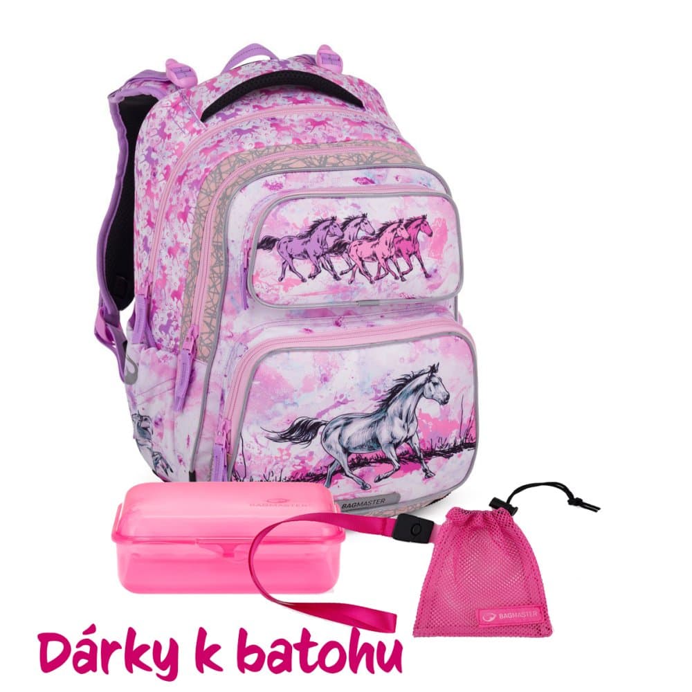 Školní lehký batoh DOPI 24 A koně (batoh + box + malý sáček) - náhled 1