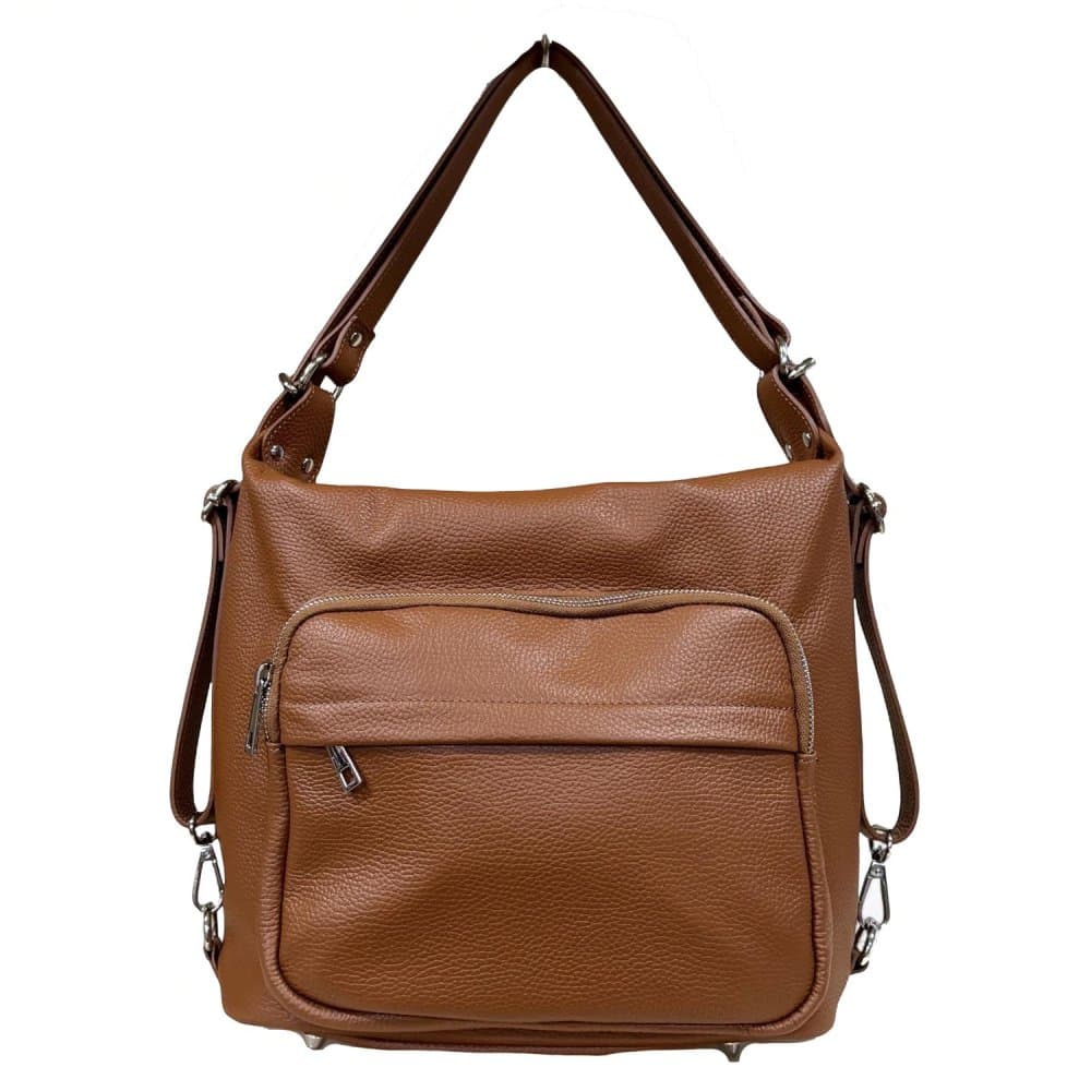 MAXFLY Kožená kabelka a batoh v jednom 6539 COGNAC hnědá - náhled 1