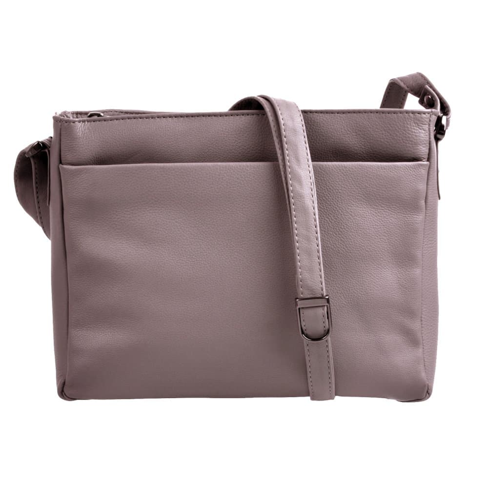 Kožená kabelka přes rameno New Bags Leather LB-206 hnědá taupe