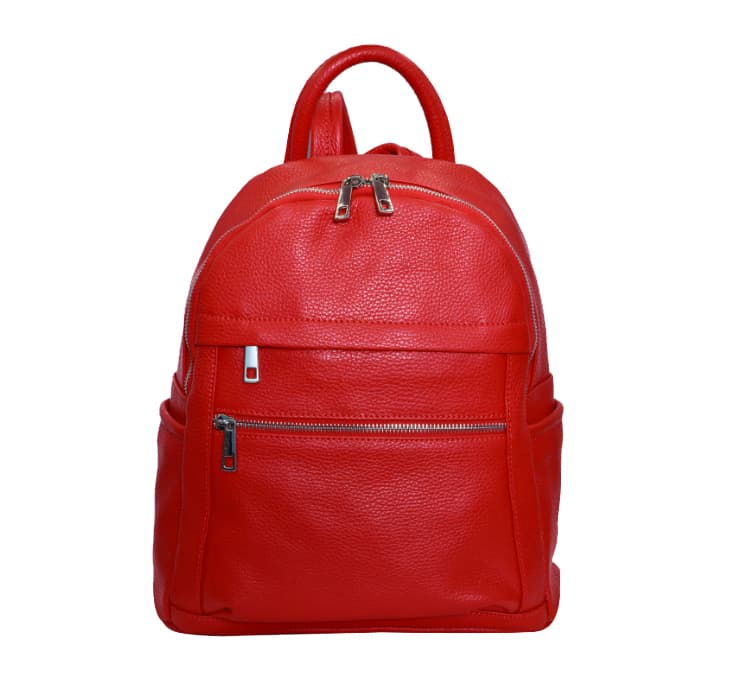 MAXFLY Menší kožený batoh 5640 červený - náhled 1
