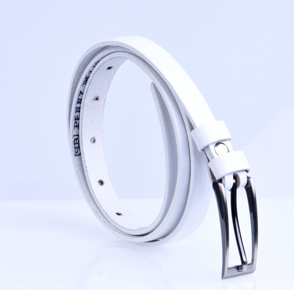 Dámský bílý kožený opasek s elegantní sponou 15-1-00 100 cm - náhled 3