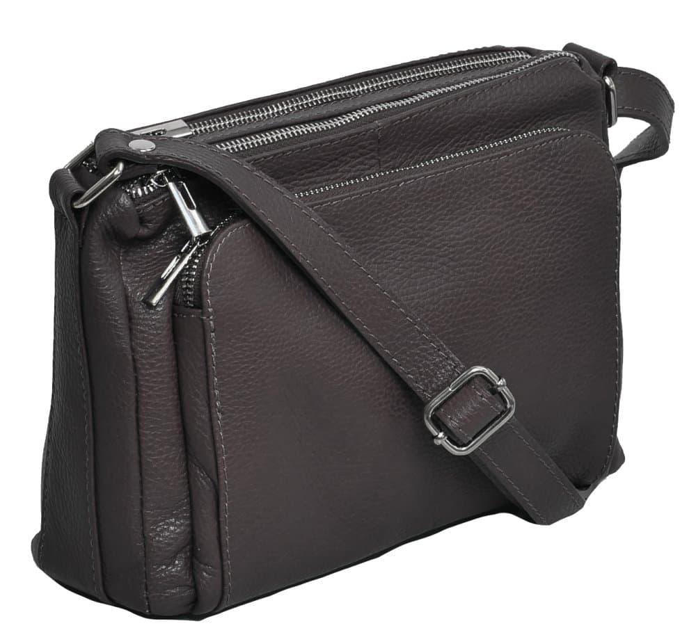 MaxFly 5542 – tmavě hnědá kožená crossbody kabelka - náhled 3