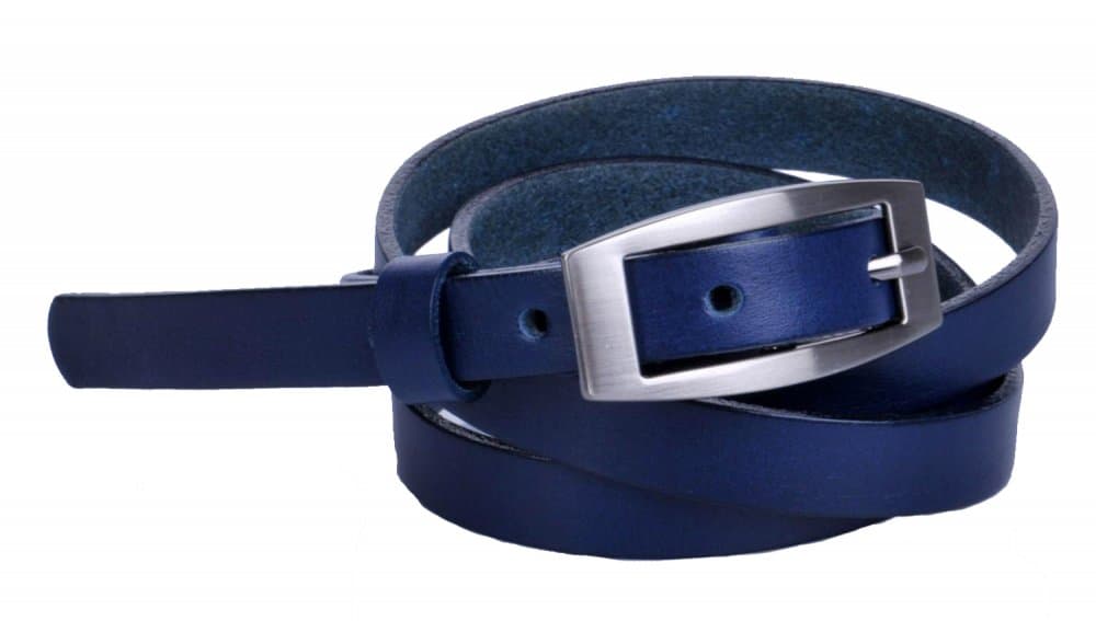 Penny Belts Dámský kožený úzký pásek tmavě modrý 15-2-56 105 cm - náhled 2
