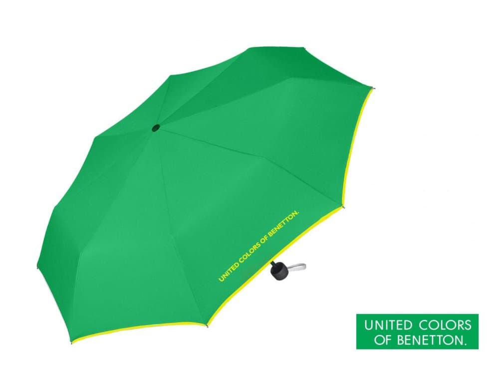 Skládací deštník Benetton Super Mini 56204 zelený žlutý okraj - náhled 2