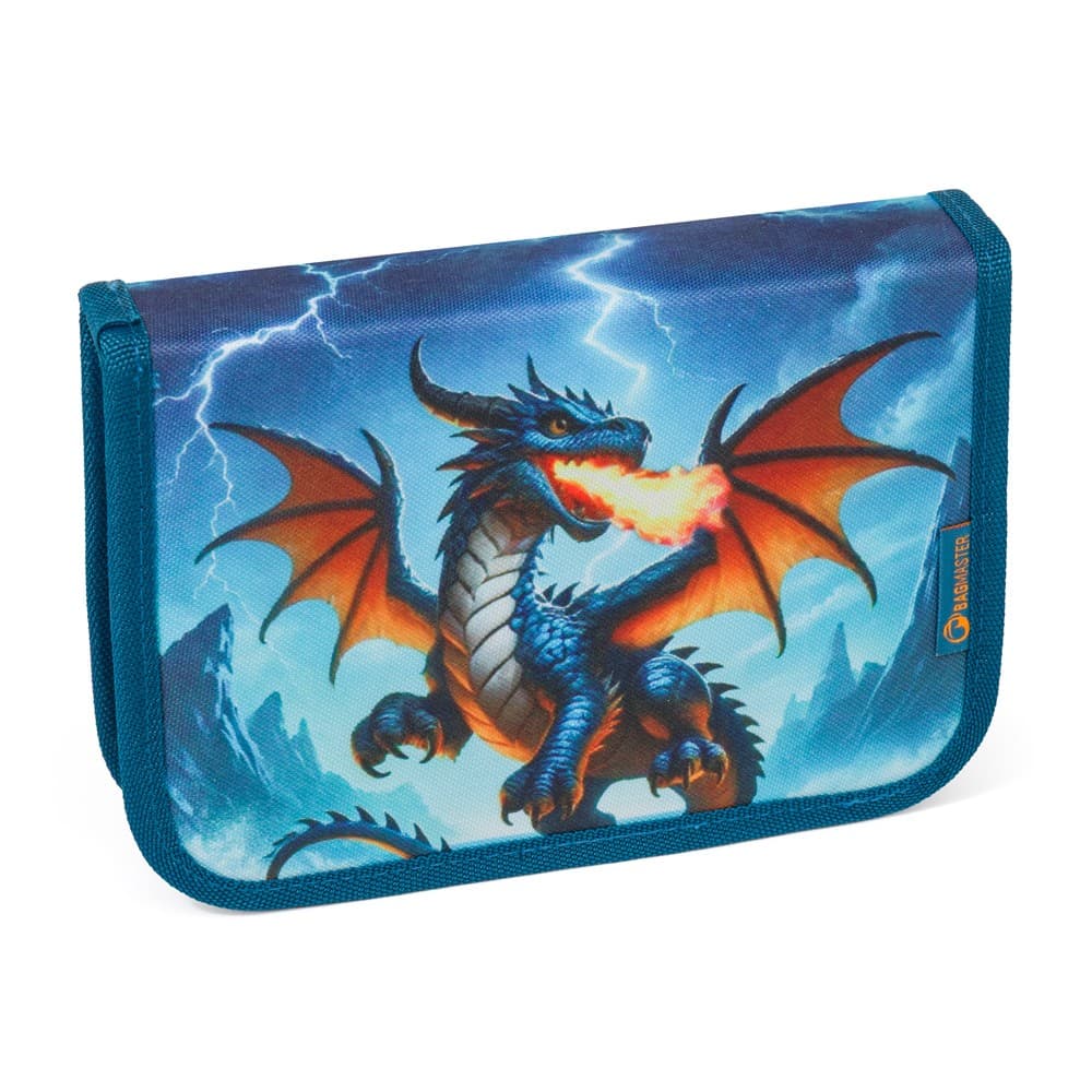 Bagmaster Školní penál s drakem CASE LUMI 26 D modrý