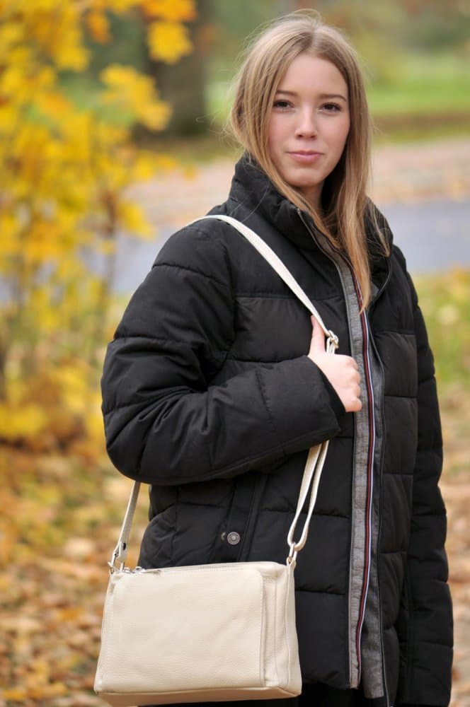 MaxFly kožená crossbody kabelka 5542 béžová - náhled 4