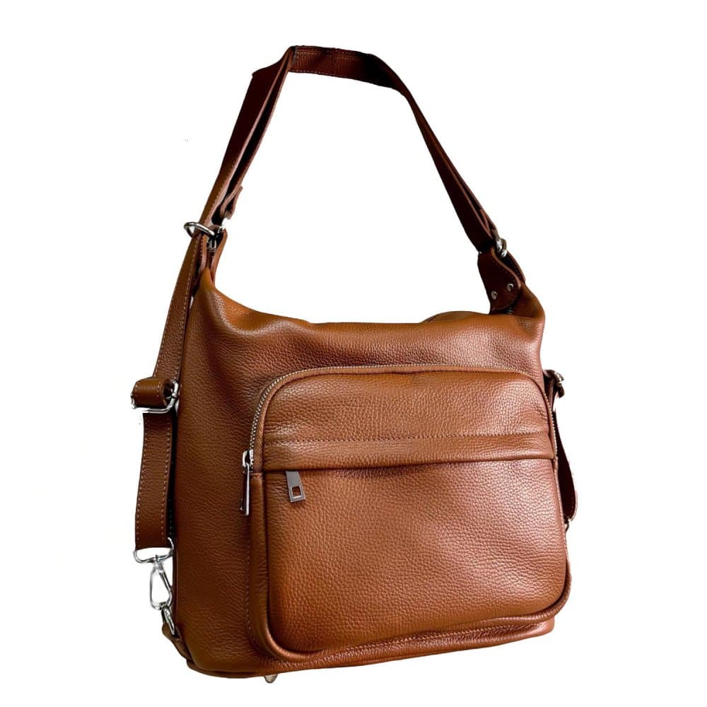 MAXFLY Kožená kabelka a batoh v jednom 6539 COGNAC hnědá - náhled 2