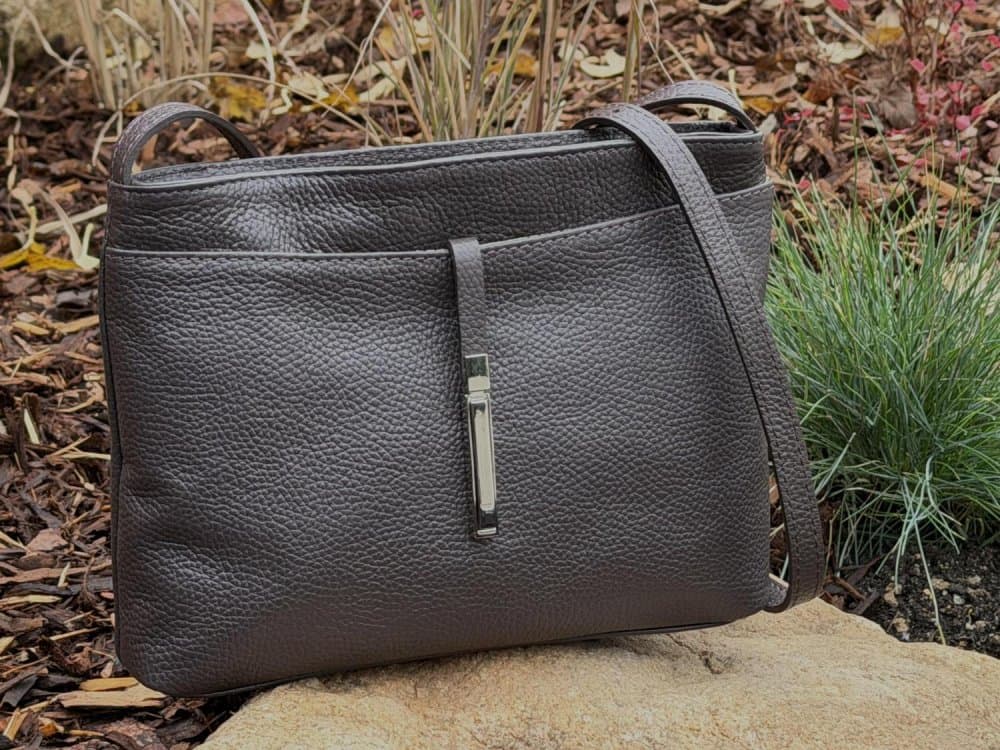 Dámská kožená crossbody kabelka 5085 tmavě hnědá - náhled 2
