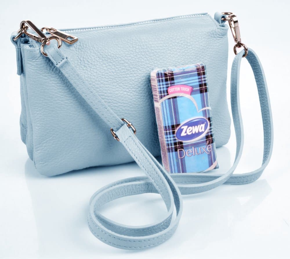 MaxFly Menší kožená crossbody kabelka 5474 celeste světle modrá - náhled 3