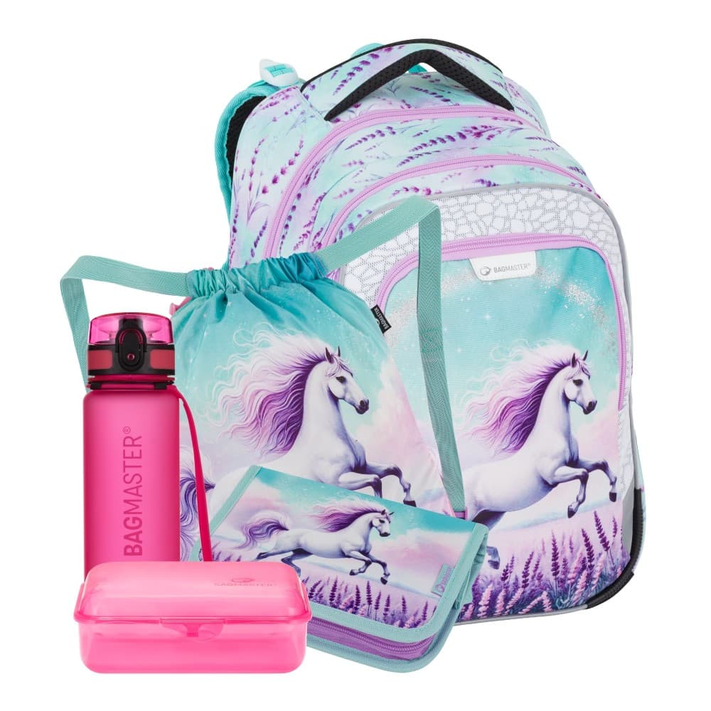 Bagmaster 'LUMI 26 B velký školní set  (batoh, sáček, penál, lahev a box )- kůň, lehký ergonomický set pro prvňáčky - náhled 1