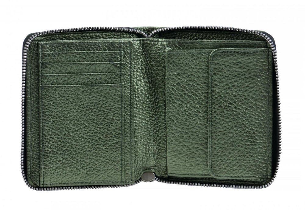 Dámská peněženka celá na zip VZOREK GREEN metalická zelená - náhled 2
