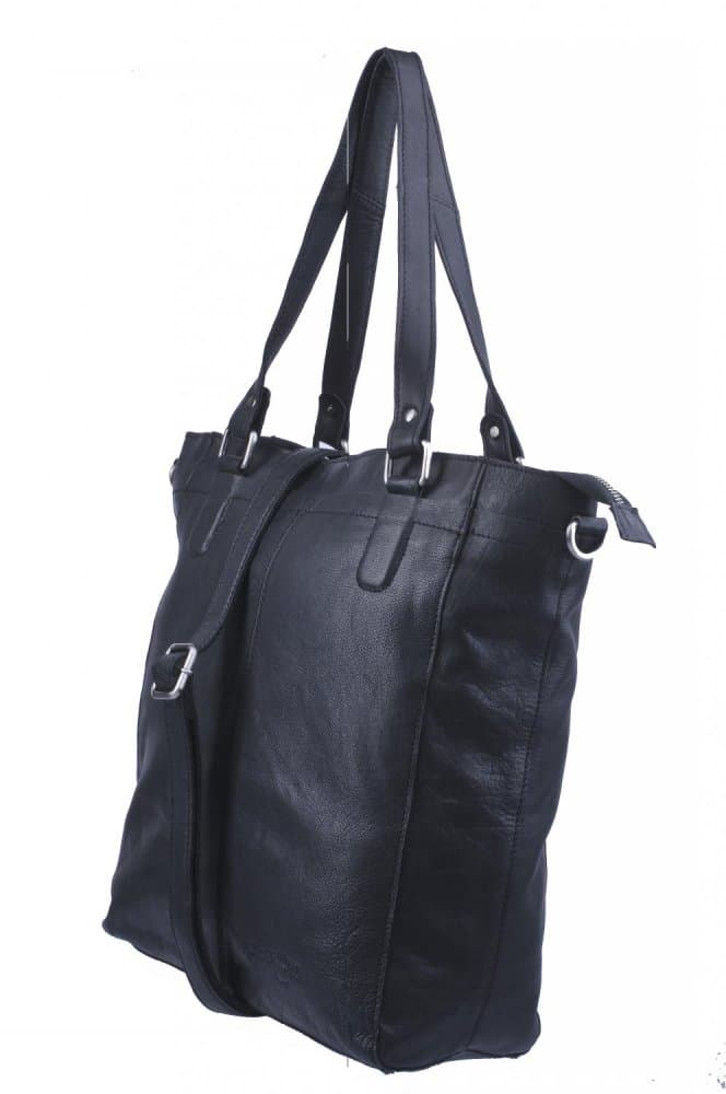 Velká kožená shopper kabelka LA-124 černá - náhled 3