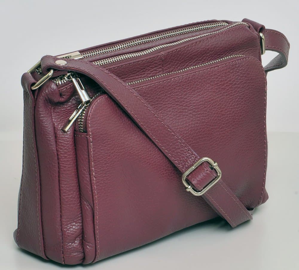 Kožená crossbody kabelka 5542 bordová - náhled 5