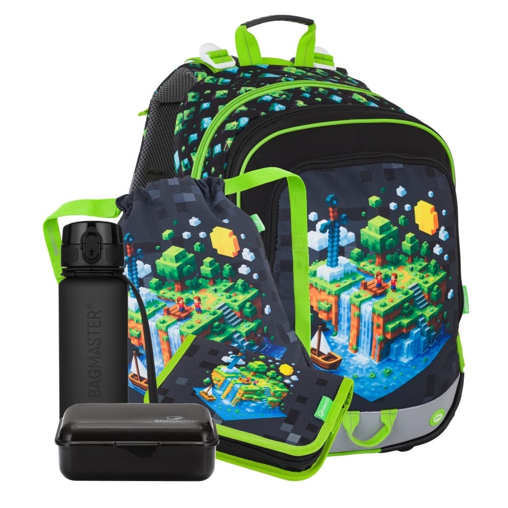 Bagmaster Velký školní set pro prvňáčky – země kostiček ALFA 26 B ( batoh + penál + sáček na tělocvik + lahev + box) - náhled 1