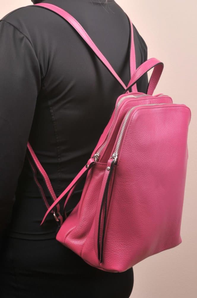 Kožený batoh dámský MaxFly 6226 fuxia - náhled 3