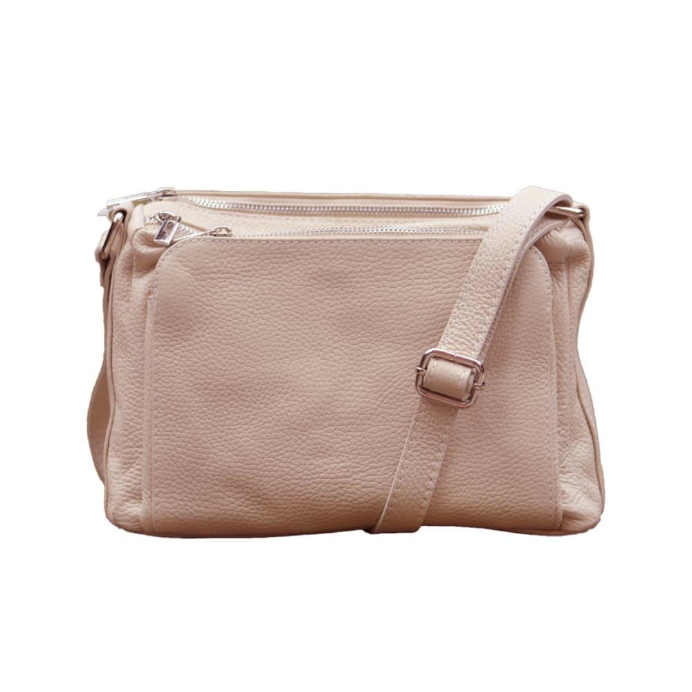 Maxfly Kožená crossbody kabelka 5542 růžová pudrová
