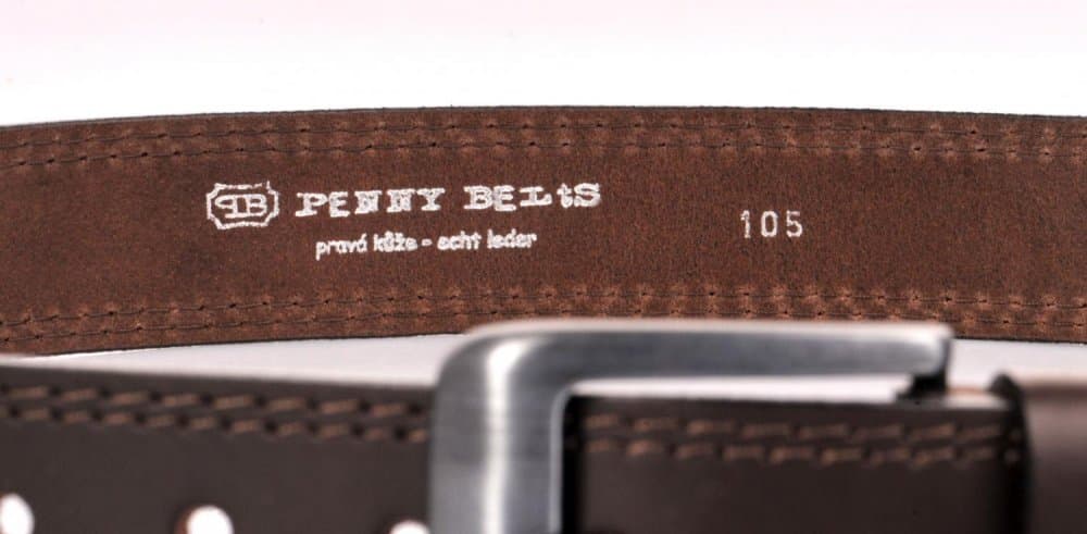 Penny Belts kožený pánský opasek 02-2-40 hnědý 100 cm - náhled 4
