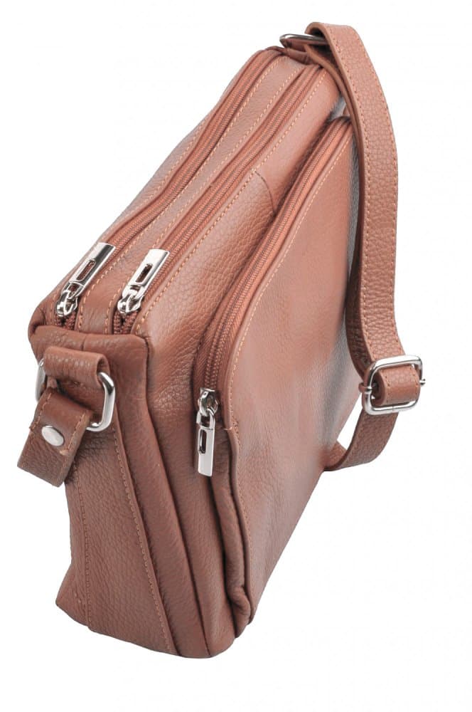 Kožená crossbody kabelka MaxFly 5542 hnědá cognac - náhled 2