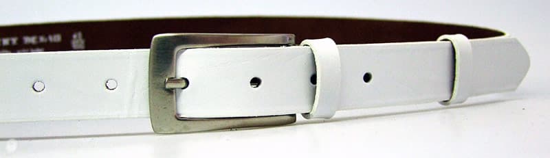Bílý úzký dámský kožený pásek 176-00 100 cm