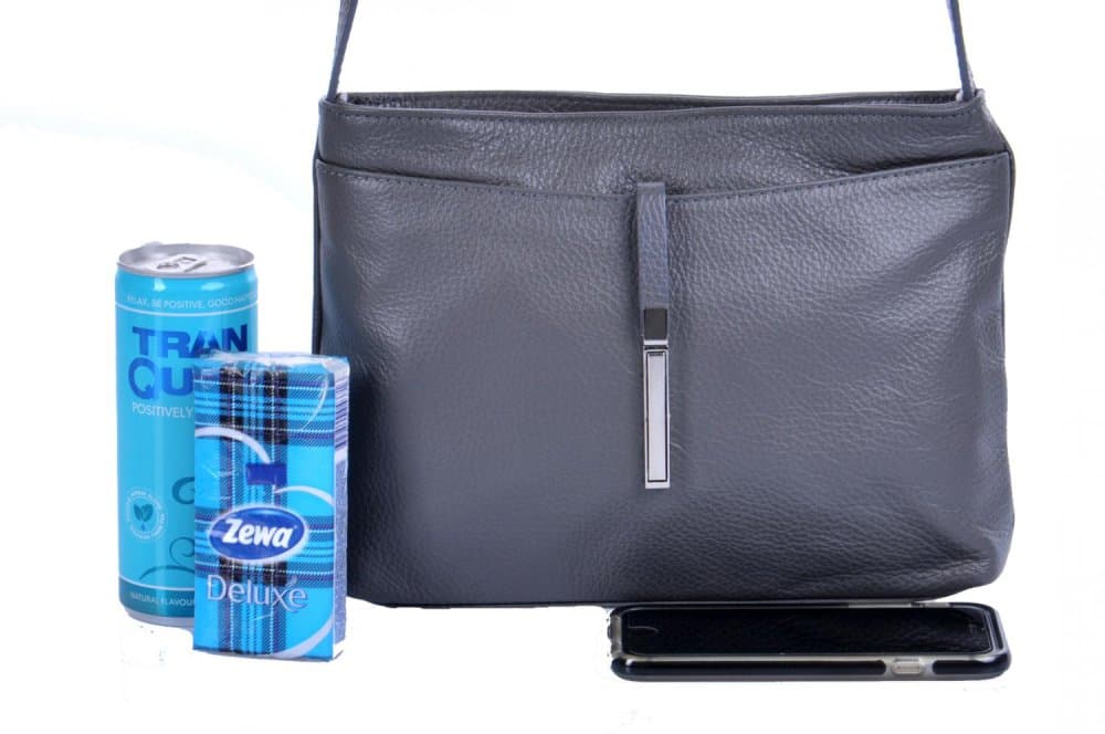 MaxFly Dámská kožená crossbody kabelka 5085 šedá - náhled 3