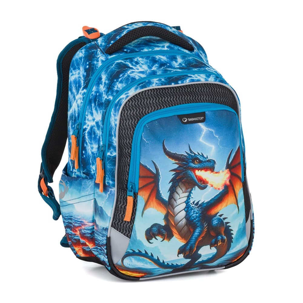 Bagmaster Školní batoh pro děti LUMI 26 D – drak, lehký ergonomický batoh