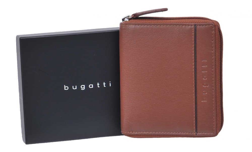 Kožená peněženka Bugatti Banda 49133407 cognac celá na zip - náhled 4
