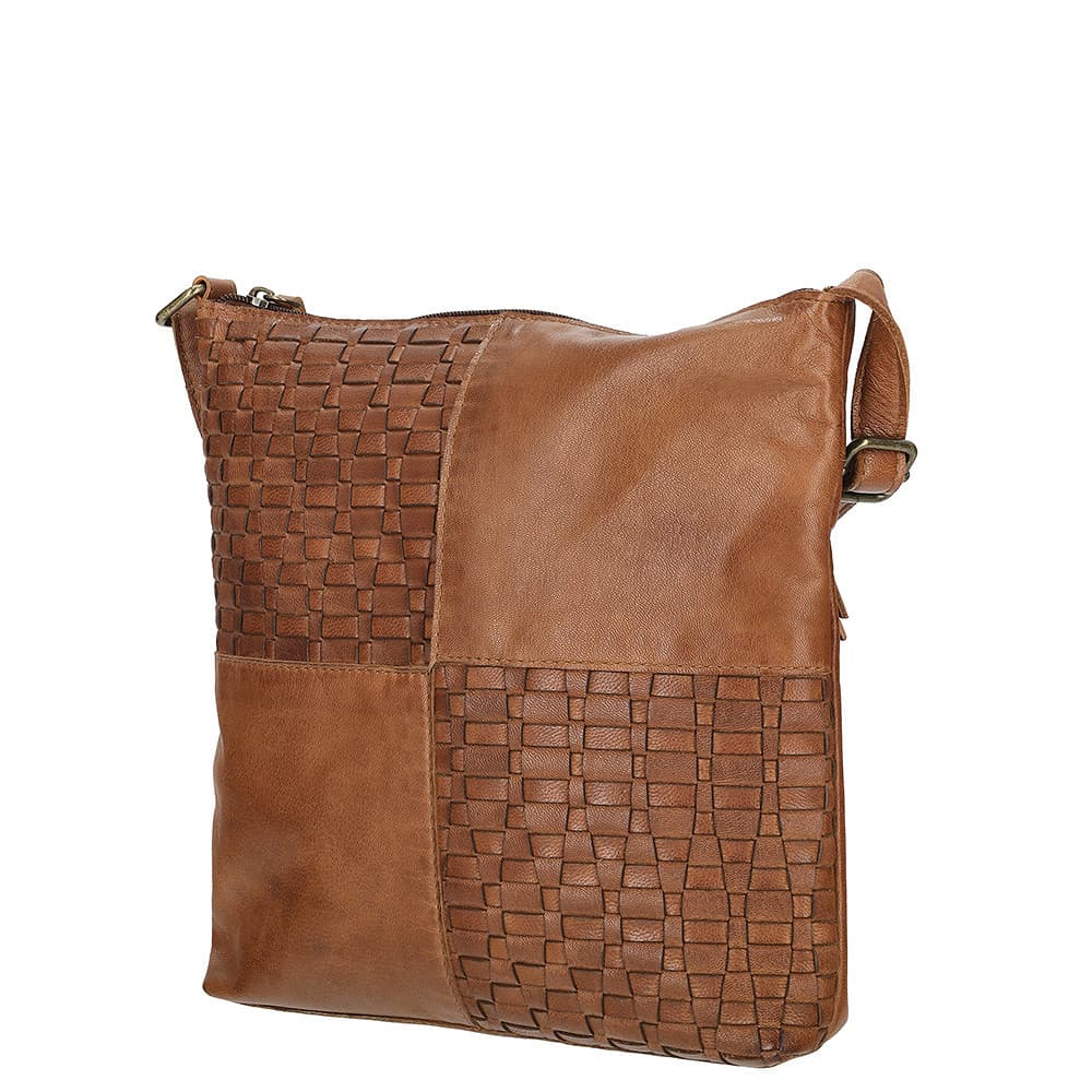 Proplétaná kožená crossbody kabelka Enrico Benetti Sicily 89031-005 hnědá cognac - náhled 3