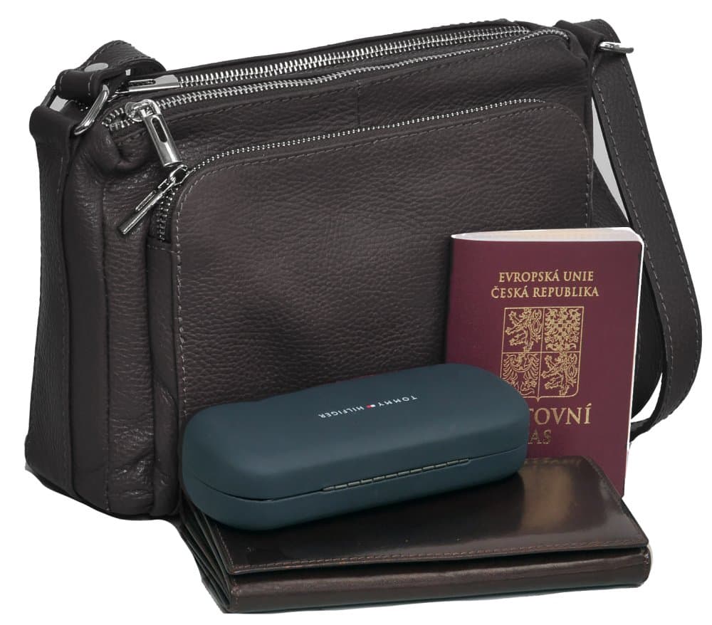 MaxFly 5542 – tmavě hnědá kožená crossbody kabelka - náhled 2
