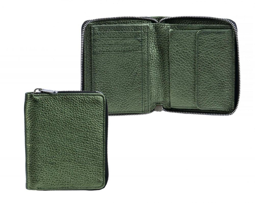 Dámská peněženka celá na zip VZOREK GREEN metalická zelená - náhled 1