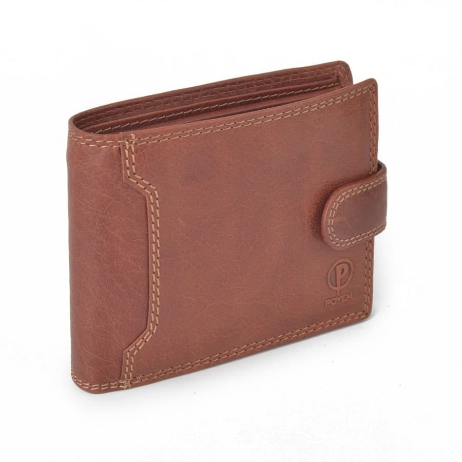 Pánská kožená peněženka Poyem 5209 cognac - zip na bankovky - náhled 5