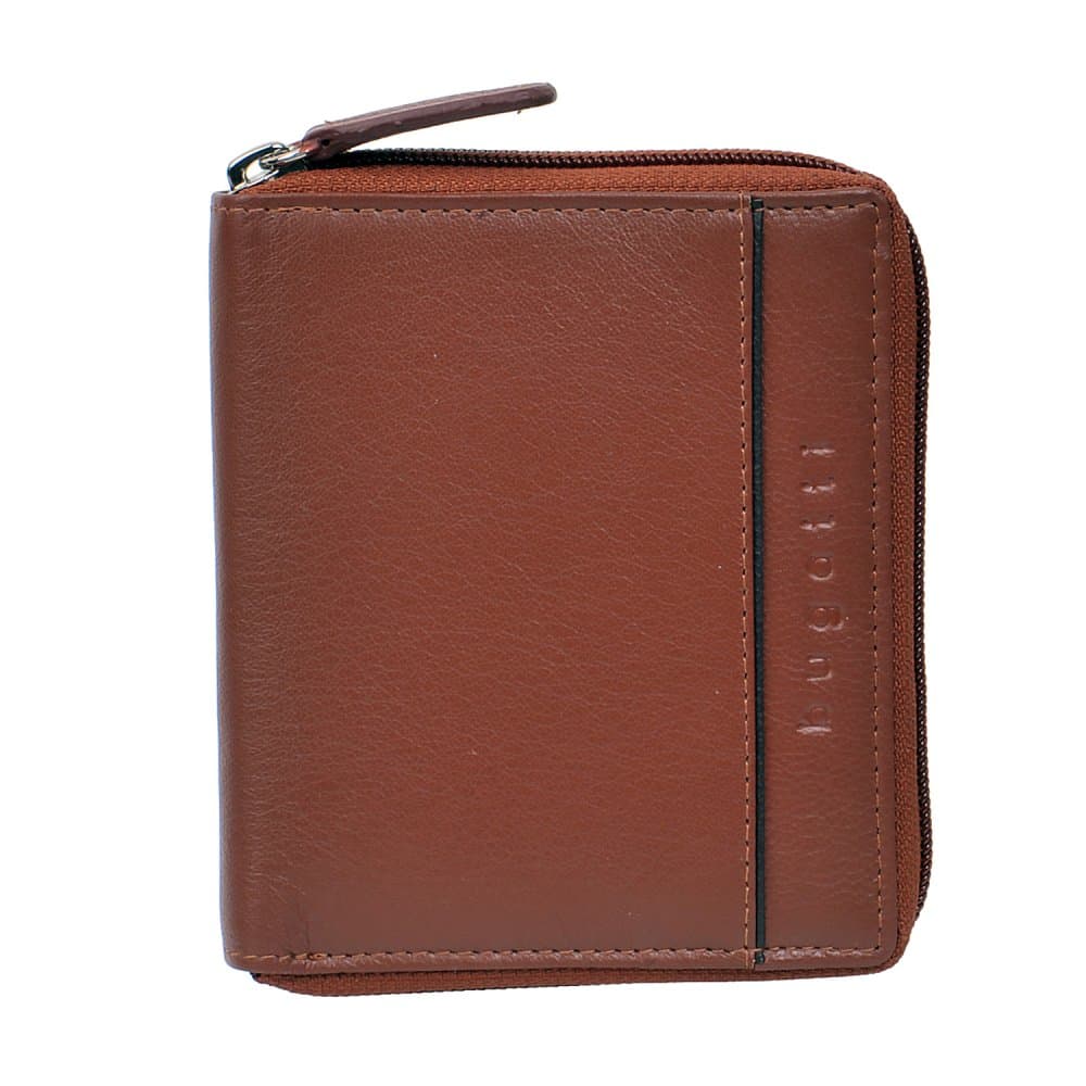 Kožená peněženka Bugatti Banda 49133407 cognac celá na zip