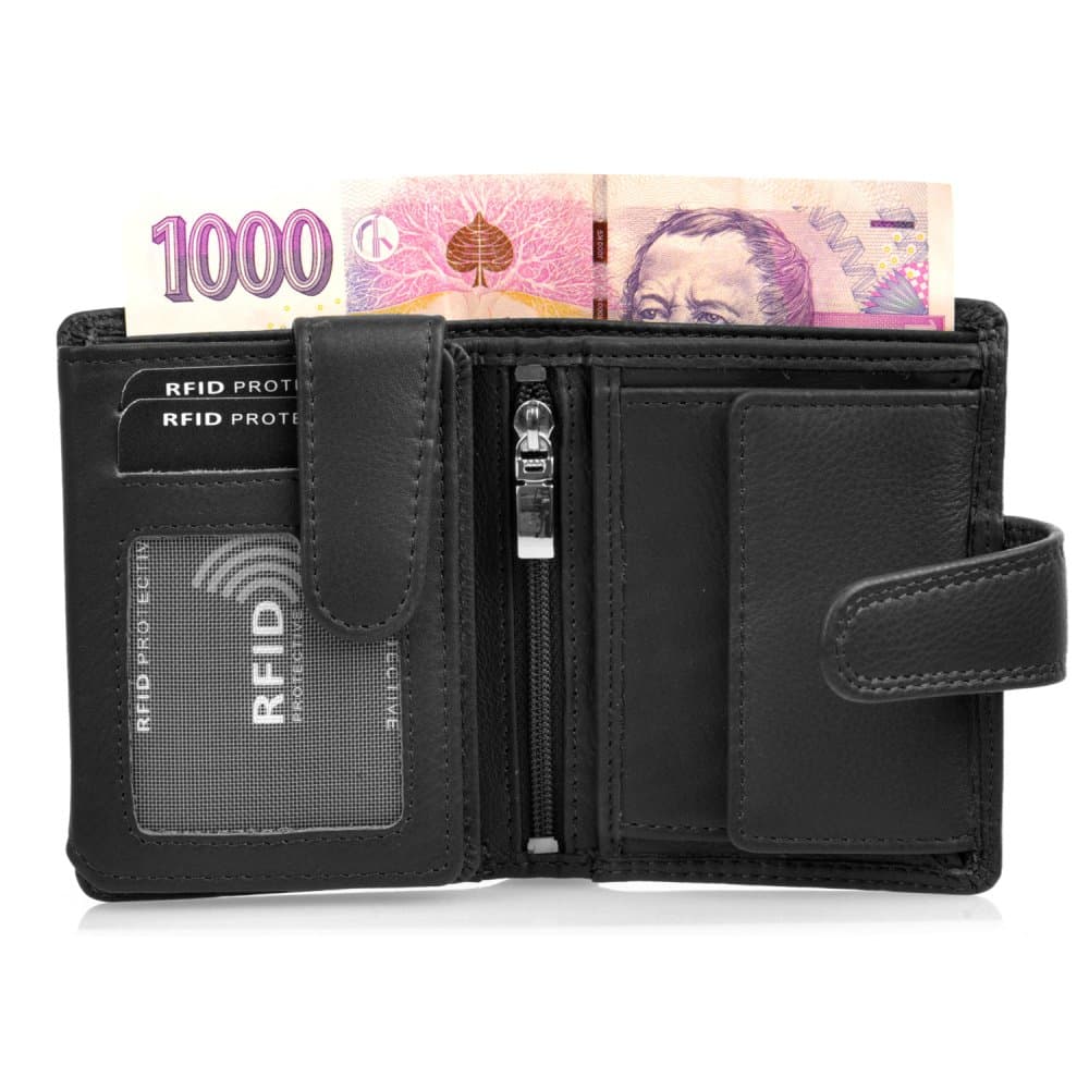 Dámská malá kožená peněženka 3257 N RFID černá - náhled 3