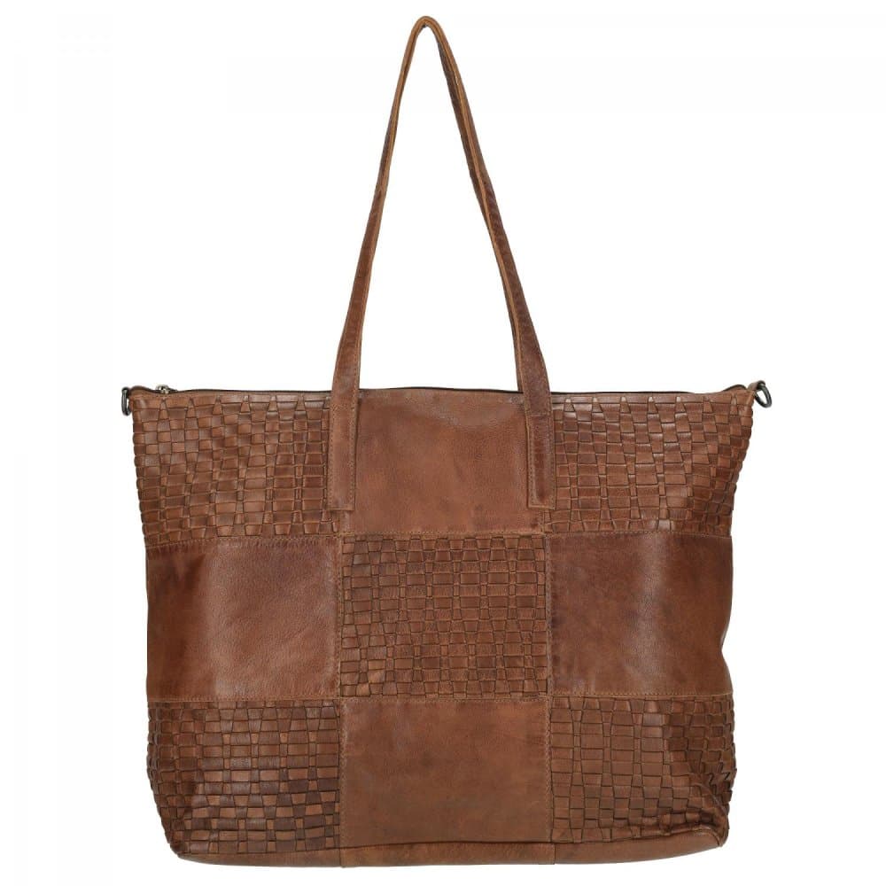 Proplétaná velká kožená shopper kabelka Enrico Benetti Sicily 89033-005 hnědá cognac - náhled 2