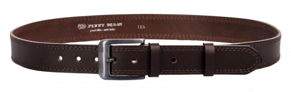 Penny Belts kožený pánský opasek 02-2-40 hnědý 100 cm - náhled 1