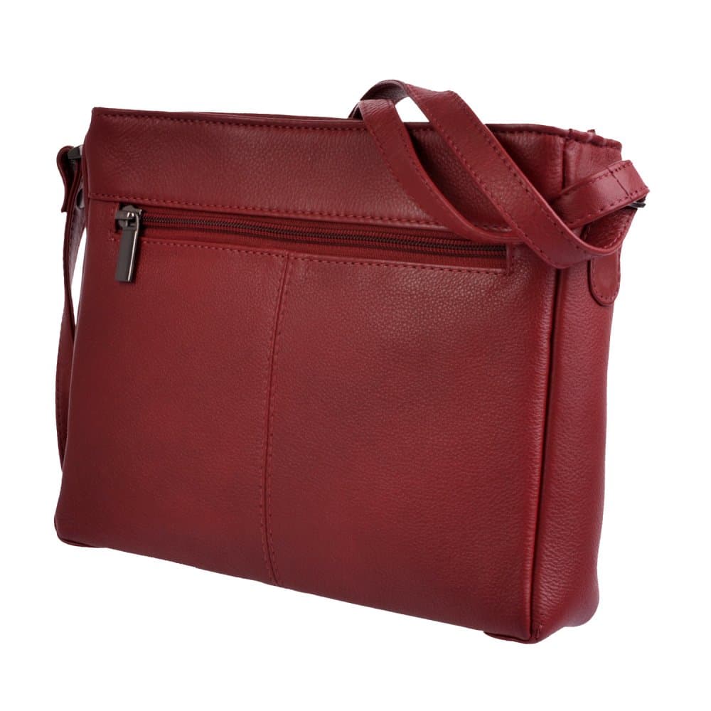 Kožená kabelka přes rameno New Bags LB-206 tmavě červená - náhled 3