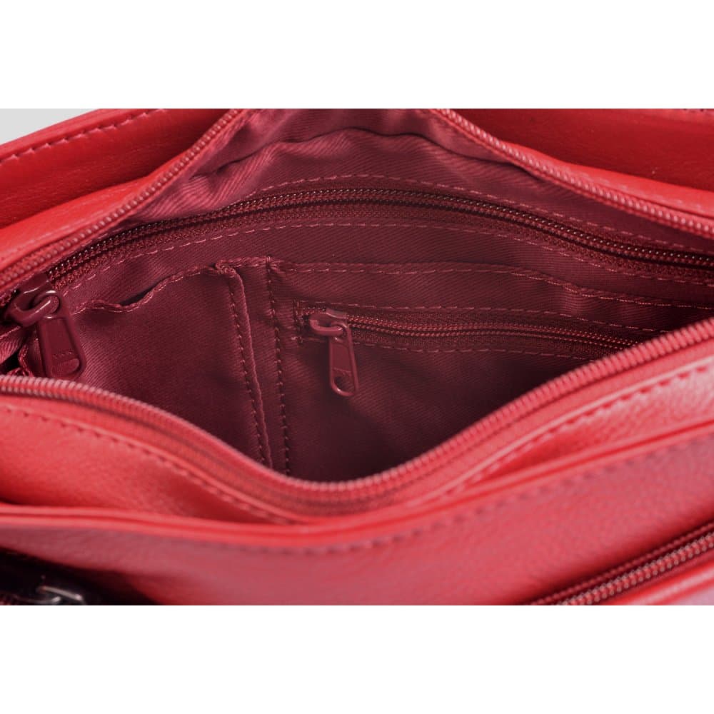 Kožená kabelka přes rameno New Bags LB-206 tmavě červená - náhled 4
