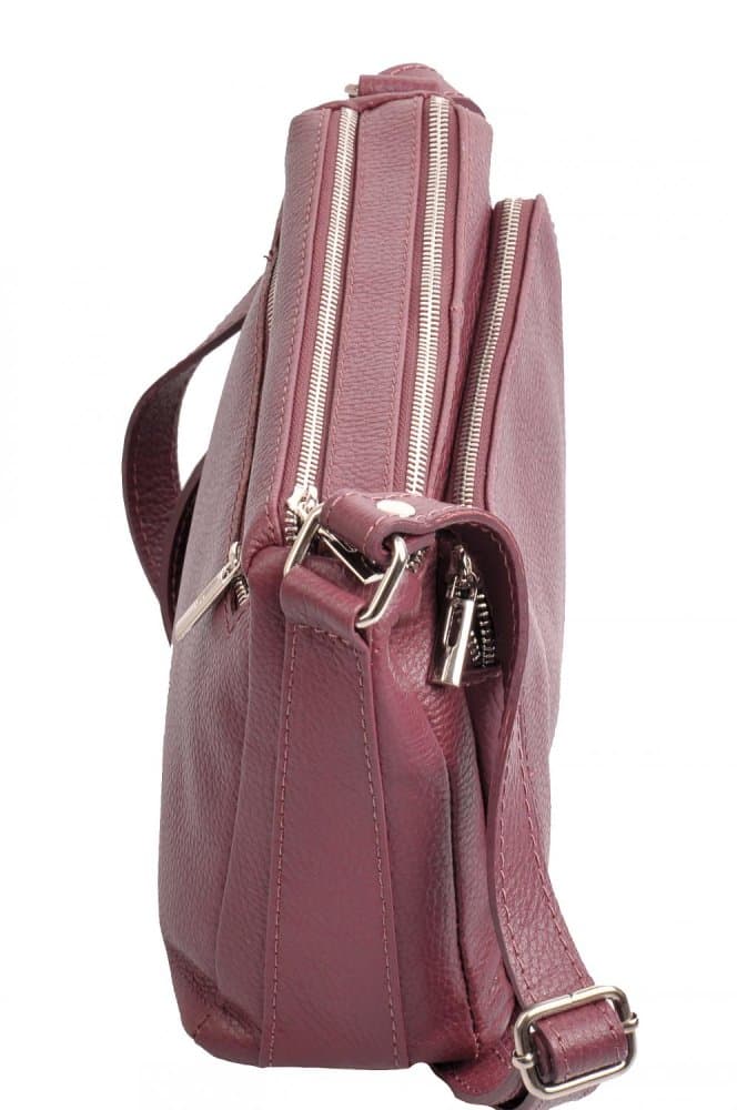 Kožená crossbody kabelka 5542 bordová - náhled 2