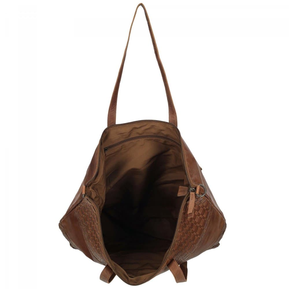 Proplétaná velká kožená shopper kabelka Enrico Benetti Sicily 89033-005 hnědá cognac - náhled 5