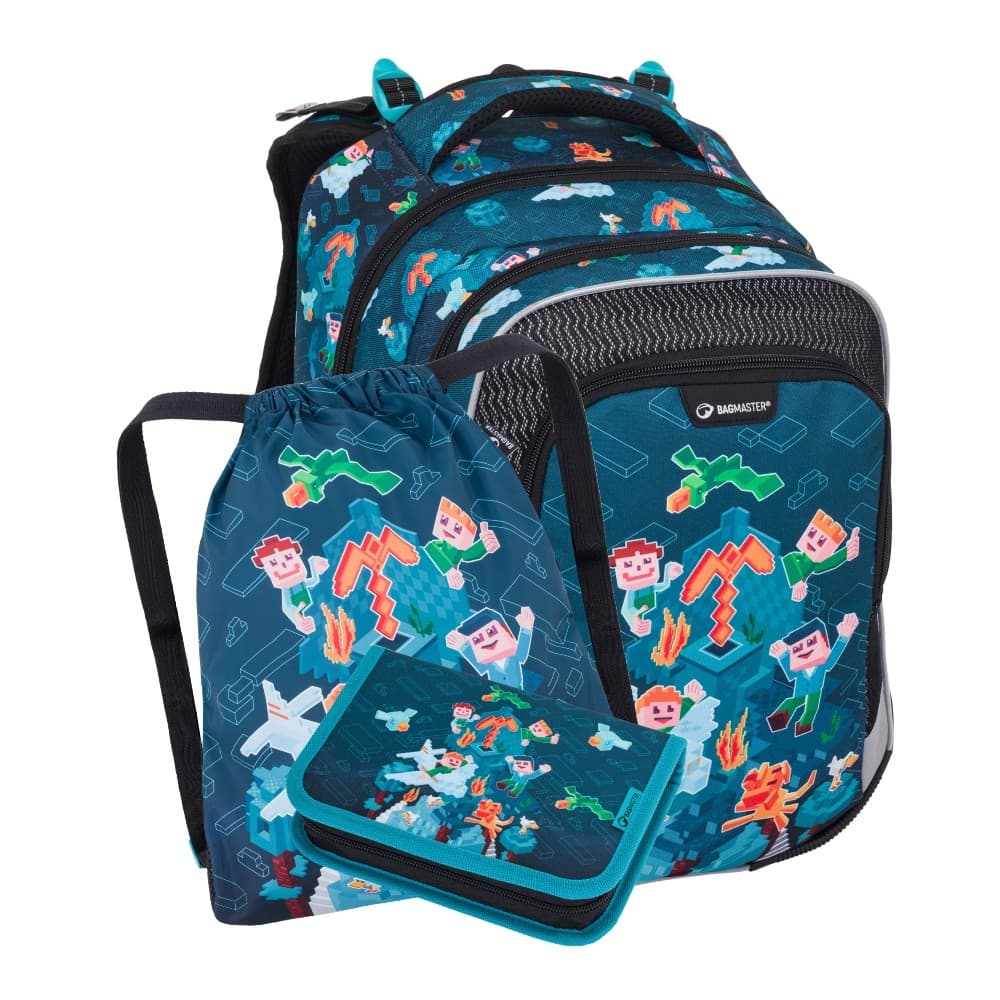 Malý set Bagmaster LUMI 24 E modrý (batoh + penál + sáček)