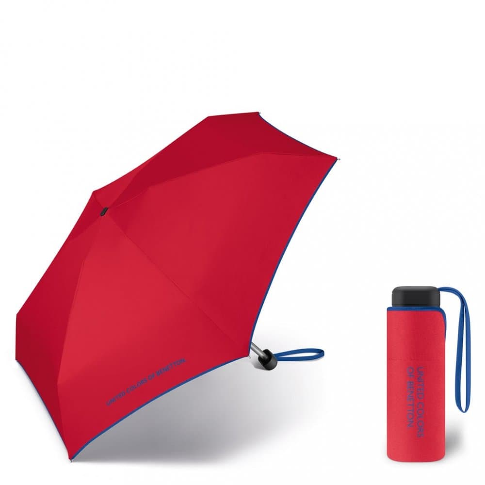 Deštník skládací Benetton Ultra Mini flat red 56403 červený - náhled 1