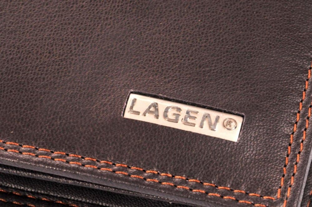 Kožená pánská peněženka LG-1788 hnědá kovové logo - náhled 4