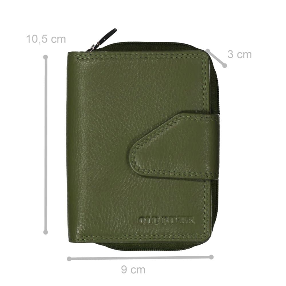 Old River Malá kožená peněženka na zip AK-81 N zelená - náhled 2