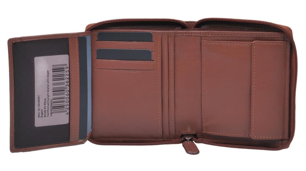 Kožená peněženka Bugatti Banda 49133407 cognac celá na zip - náhled 3